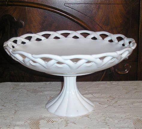 Vintage Milk Glass Bowl With Lace Edge On Pedestal Home And Living Home