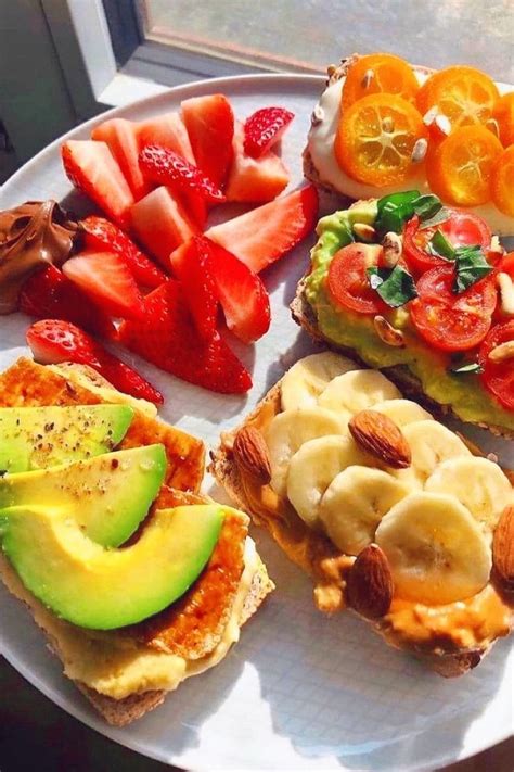 Healthy Breakfast Toast With Different Toppings Healthy Breakfast Yummy Healthy Breakfast