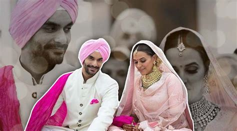 Neha Dhupia Angad Bedi Wedding The Actor Makes For A Gorgeous Punjabi Bride In A Pastel Pink