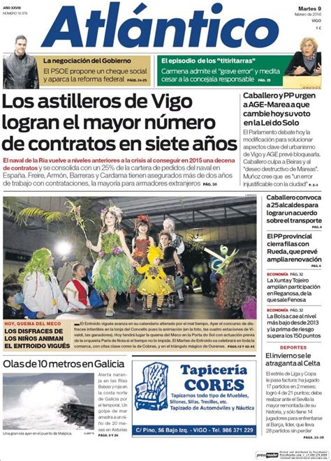 Periódico Atlántico Diario España Periódicos De España Edición De