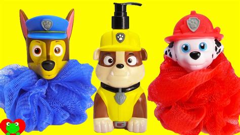 Paw Patrol Rubble Chase Marshall Bath Time Fun And Surprises Youtube