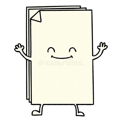 A Creative Quirky Comic Book Style Cartoon Happy Stack Of Papers Stock