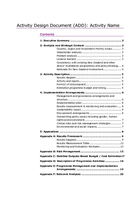 Doc Activity Design Document Template 1 Ri Sel