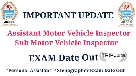Important Update Assistant Motor Vehicle Inspector Sub Motor Vehicle