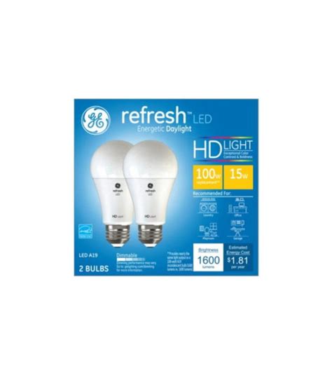 Ge Refresh Hd Led Light Bulbs Daylight 1600 Lumens 15 Watts 2 Pk