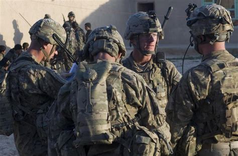 Us Soldiers From 2nd Battalion 2nd Infantry Regiment On Patrol In