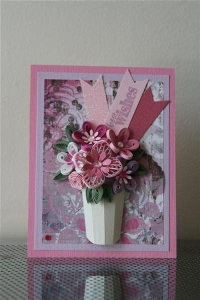 Handmade Pink Greeting Paper Quilling Card Best Wishes With Quilled