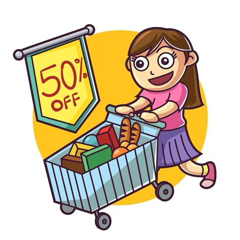 Premium Vector Happy Shopping Girl