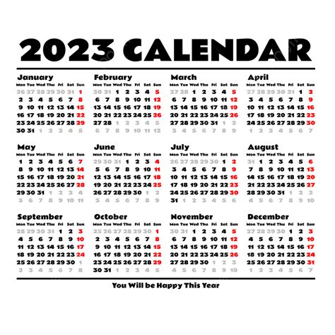 Calendar 2023 Template Set Vector Week Starts Sunday Set 56 Off
