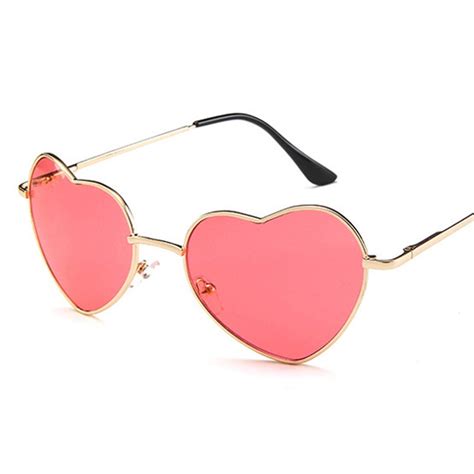 2019 heart shaped sunglasses women pink frame metal reflective mirror lens fashion luxury sun