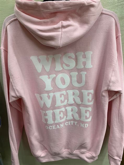 Wish You Were Here Ocean City Md Hoodie Light Pink — T Shirt Factory