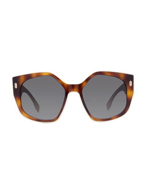 Fendi Fe40017i 53b Geometric Sunglasses In Blonde Havana Gradient Smoke Modesens