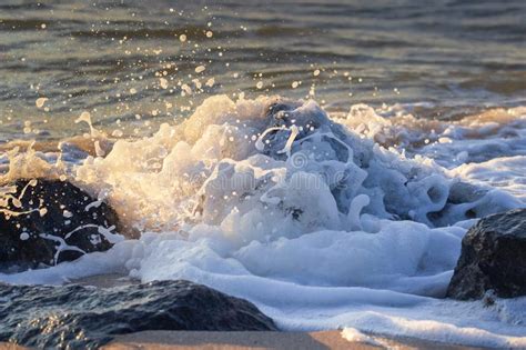 Powerful Waves Crushing On A Rocky Beach Stock Image Image Of Rock