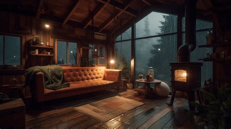 Rain Sounds And Thunder In Cozy Cottage Ambience With Crackling