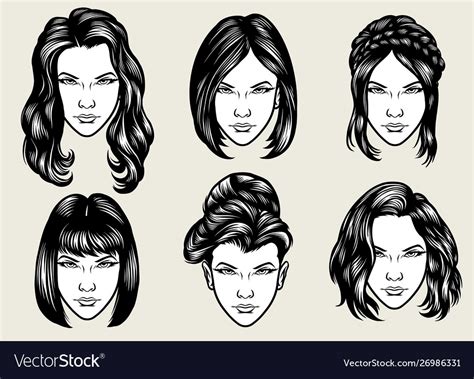 Women Hairstyles Collection Royalty Free Vector Image