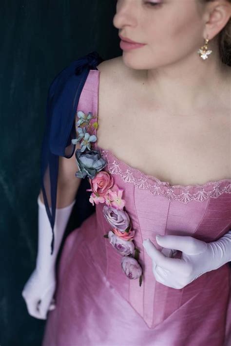 Rose Taffeta 1880s Flower Dress The Age Of Innocence Dress Etsy Linen Dress Fitted Dress