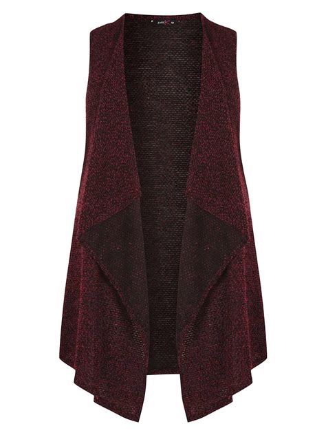 Amy K Plus Size Clothing Amy K Red Boucle Knit Waterfall Waistcoat Plus Size 16 To 26