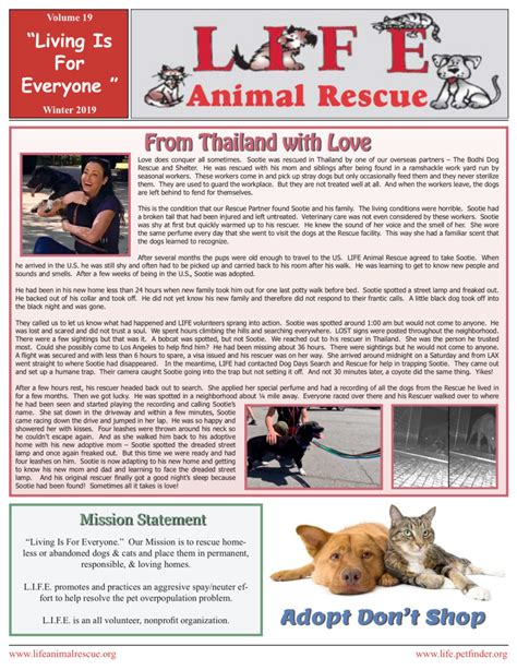 Newsletters Life Animal Rescue