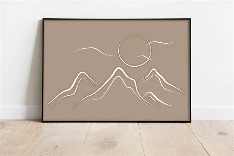 Abstract Landscape Print Line Drawing Mountains Wall Art Etsy