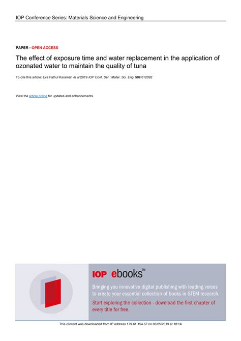 Pdf The Effect Of Exposure Time And Water Replacement In The