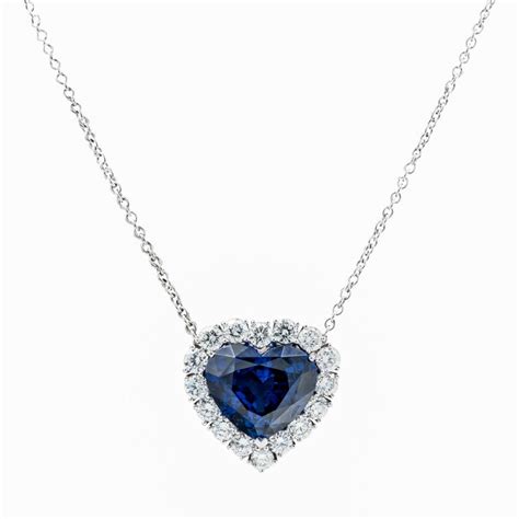 1686 Carat Heart Shaped Sapphire And Diamond Pendant Necklace 18k