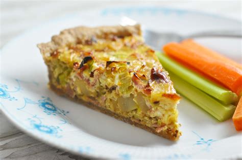 Leek And Potato Quiche With Ham Bacon And Carrots Easy Dinner
