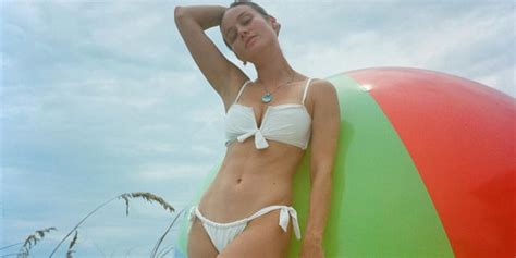Brie Larson Wears A White Bikini On Vacation Popsugar Fashion