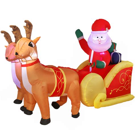 Giant Christmas Inflatable Santa Dual Reindeer Sleigh Blowup Outdoor Yard Decor Ebay