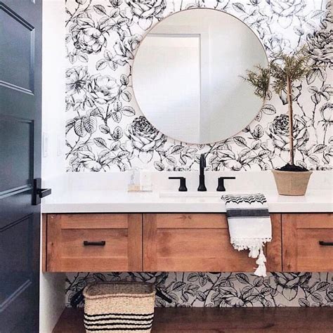 Guest Bathroom Revamp With Our Black And White Floral Wallpaper 😍