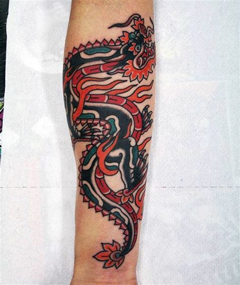 50 Traditional Dragon Tattoo Designs For Men Retro Ideas
