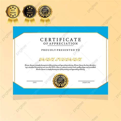 Certificado Diploma Azul E Dourado Elegante Modelo Para Download