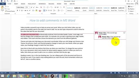 Insert Comment In Ms Word English Learn Excel Course Ms Word Course