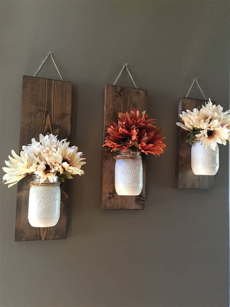 Silver driftwood star and topiary trees on fireplace mantle. Mason Jar Fall Home Decor (Mason Jar Fall Home Decor ...