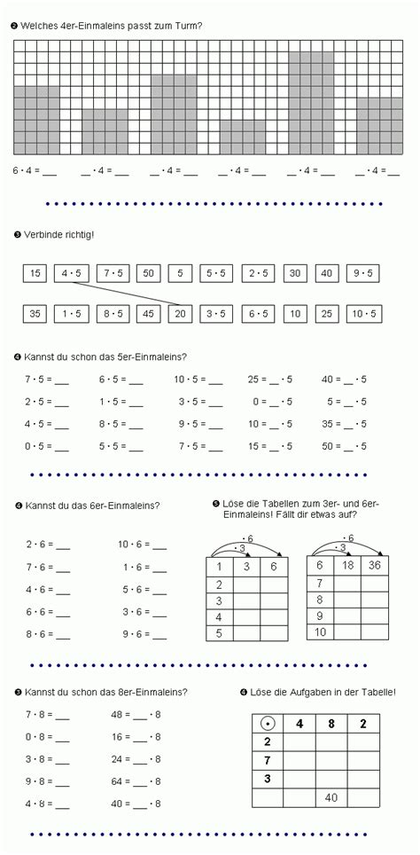Hier finden sie kostenlose arbeitsblätter für die vorschule: Mathematik: Das Einmaleins Üben, Für Die 2. Bis 4. Klasse ...