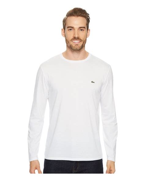 Lyst Lacoste Long Sleeve Pima Jersey Crew Neck T Shirt In White For Men