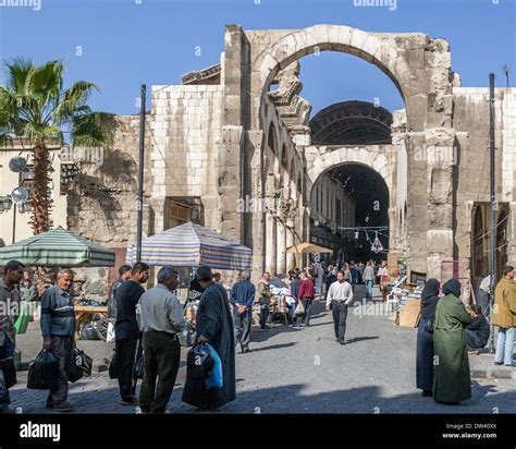 Ancient Roman Triumphal Arch Al Kharab On Street Called Straight