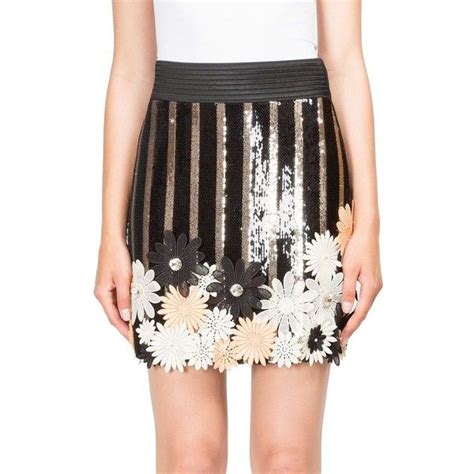 Emanuel Ungaro Floral Applique Sequin Mini Skirt €1915 Liked On