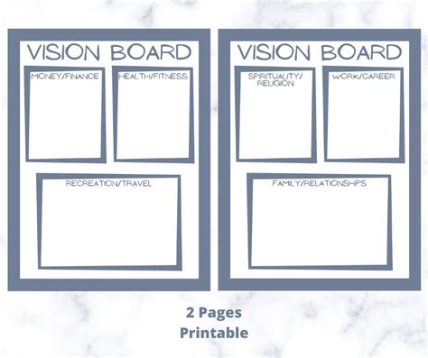 Vision Board Printable Vision Board Template Vision Board Etsy