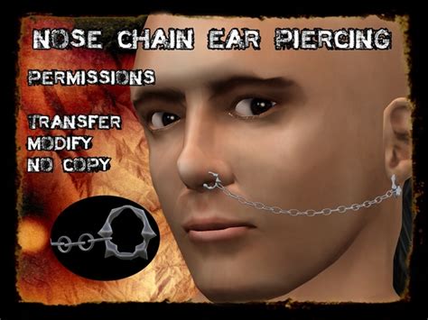Second Life Marketplace Nose To Ear Chain Piercing Autumn Flowers Piercings And Acessories