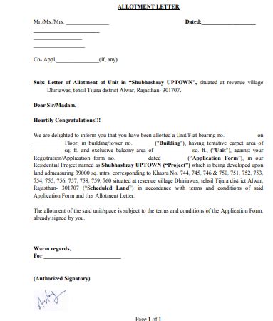 Allotment Letter Its Format And How To Write It