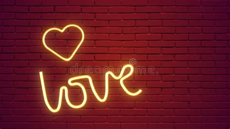 Illuminated And Glowing Love Neon Sign Valentines Day Concept Stock