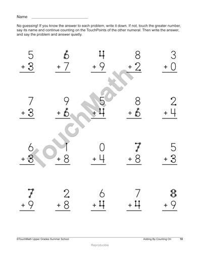 20 Free Printable Touch Math Worksheets Worksheet From Home Touch