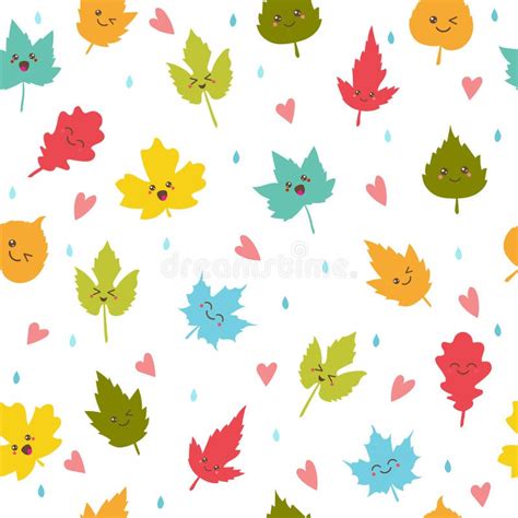 Seamless Pattern With Autumn Leaves Cute Background Stock Vector