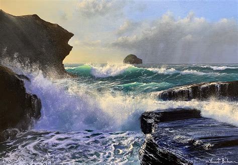 Afternoon Light Trebarwith Strand Ii Vincent Basham Seascape Artist