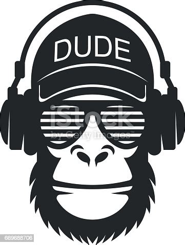Black and white cartoon monkey clip art at clker.com. Cool Dude Monkey With Glasses And Headphones Stock Vector ...