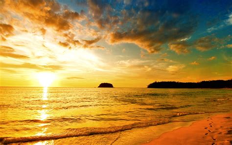sunset sea beach wallpapers hd wallpapers id