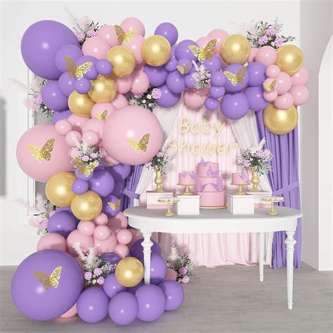 Buy Butterfly Balloon Garland 140 Pcs Topllon Pink Purple Balloon Arch