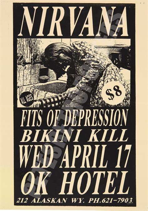 Nirvana Vintage Concert Poster Ok Hotel Seattle 1991 Replica Nirvana