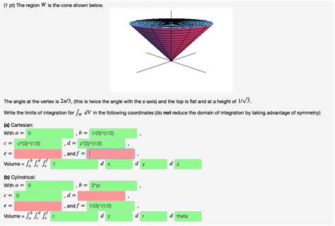 The Region W Is The Cone Shown Below The Angle At