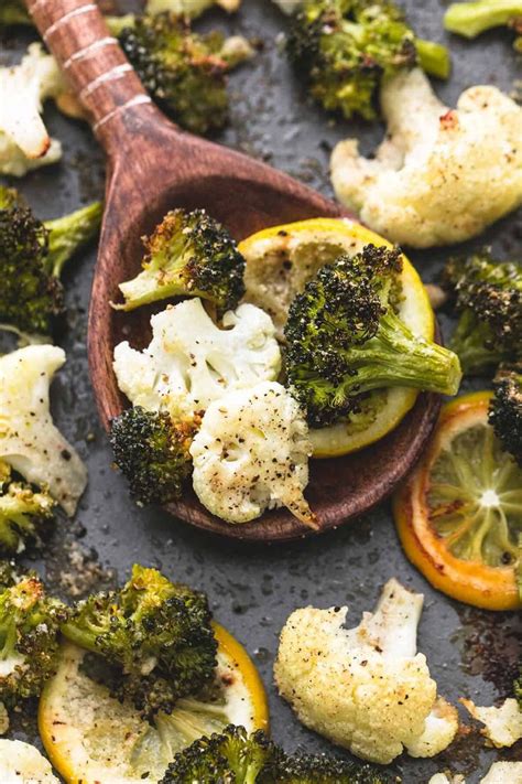roasted lemon garlic broccoli and cauliflower recipe